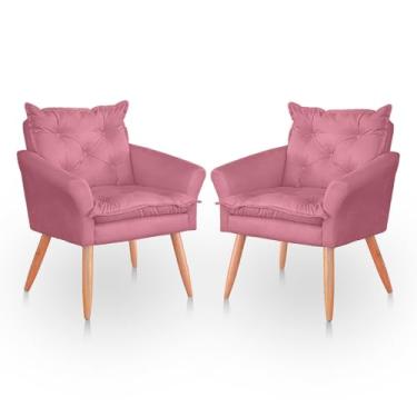 Imagem de Kit 02 Cadeira Poltrona para Sala e Quarto Confortável e Reforçada (Rosê)