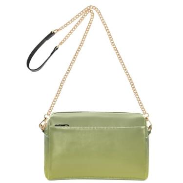 Imagem de Joitme Bolsa feminina camuflada verde mostarda gradiente, bolsa transversal, alça de corrente, bolsa de ombro de couro PU, bolsa para celular