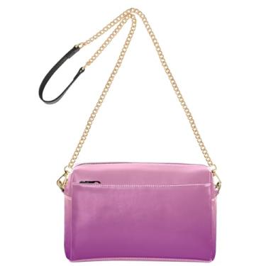 Imagem de Bolsa feminina transversal bolsa para celular bolsa de ombro rosa patriarca gradiente de couro PU com alça de corrente