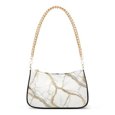 Imagem de Bolsa de ombro minimalista de mármore branco e cinza, bolsa feminina Hobo, bolsa média elegante para uso diário e noite