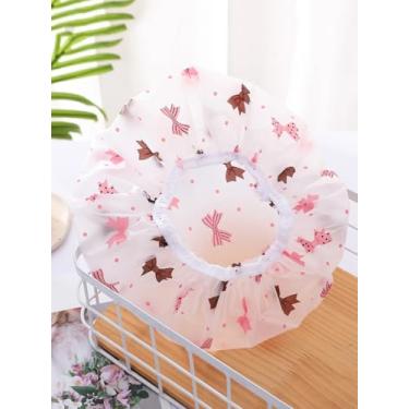 Imagem de 1 touca de banho estampada, linda touca de banho PEVA para banheiro decoração de casa de banho decoração de outono volta às aulas (impressão de bova)