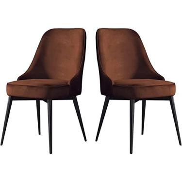 Imagem de Cadeiras de jantar modernas conjunto de 2 cadeiras laterais de couro com pernas de metal cozinha sala de estar espreguiçadeiras cadeiras de jantar (cor: G)