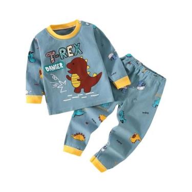 Imagem de Conjunto De Pijama De Algodão Para Meninos, Manga Comprida, Estampa De