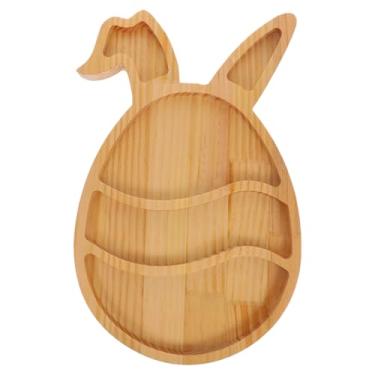Imagem de Ciieeo Bandeja de servir coelho de madeira para celebração da Páscoa, prato exclusivo de charcutaria para lanches, aperitivos, formato adorável, design fácil de limpar