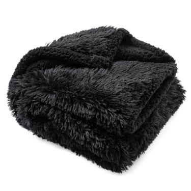 Imagem de Wowchine Cobertor impermeável para cães preto calmante fofo longo pele sintética cobertor para sofá protetor de sofá amor filhote de cachorro gato capa de cama lavável (preto, GG-216 x 144,8 cm)