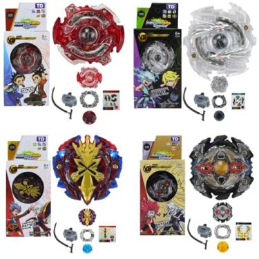 Imagem de Beyblades Burst com Lançadores, 4 Piões de Metal e Plástico, Kit de Batalha com 4 Lançadores, para Crianças Acima de 4 Anos (Coleção F)