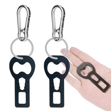 Imagem de SprouVis Chaveiro abridor de garrafa multifuncional 2 peças, abridor de garrafa de metal portátil 3 em 1 (chaveiro prata)
