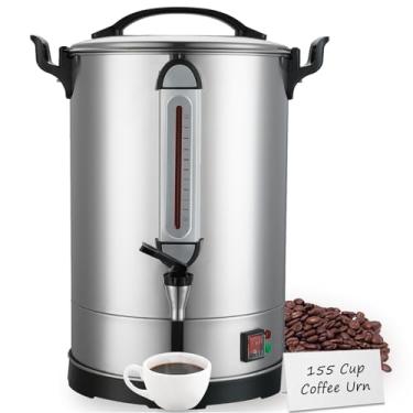 Imagem de CAZACHEF Urna de café/dispensador de bebidas quentes 24 L 1600 W parede dupla aço inoxidável função de manutenção de aquecimento tampa de segurança para eventos, restauração e cantinas