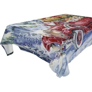 Imagem de Blueangle Toalha de mesa vermelha vintage para carro – Toalha de mesa retangular de poliéster impermeável e resistente a manchas para ambientes internos e externos, 137 x 183 cm (703)