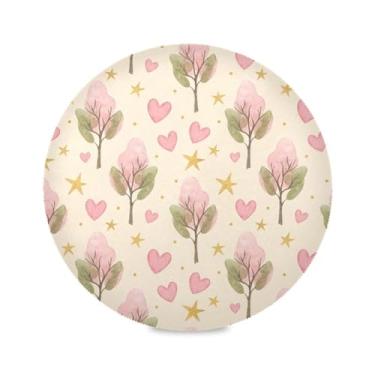 Imagem de Wassud Jogo americano tapetes redondos corações pinheiros para cozinha e jantar tapetes laváveis resistentes ao calor decoração de mesa 39 cm