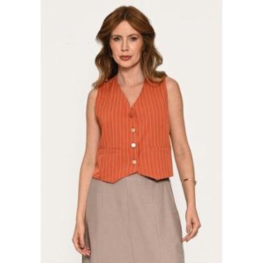 Imagem de Colete Bisô Alfaiataria Risca de Giz Terra-Feminino