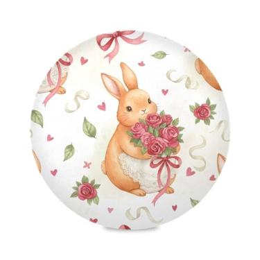 Imagem de Wassud Jogo americano com rosas de coelho para cozinha e jantar, tapetes laváveis e resistentes ao calor, decoração de mesa 39 cm