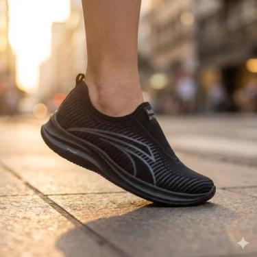 Imagem de Tênis Feminino Kolosh Esportivo EVAFit Preto/Cinza, Preto, Cinza, 34