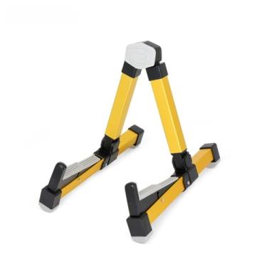 Imagem de VEDO Suporte de guitarra monobloco, dobrável em formato de A, com apoios de braço antiderrapantes em borracha e espuma, estrutura metálica, adequado para guitarras acústicas, guitarras elétricas, baixos, ukuleles e banjos. (Amarelo)