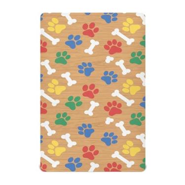 Imagem de SEHANY Lençol de berço fofo com estampa de pata de cachorro para meninos e meninas, macio, respirável, elástico, lençol com elástico padrão para bebês de 68 x 99 cm