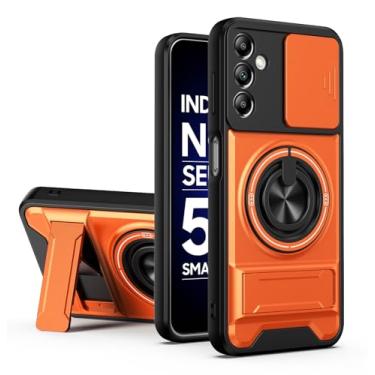 Imagem de SORAKA Capa para Samsung Galaxy A14 5G com suporte,proteção de lente com janela e capa dupla de PC e TPU compatível com suporte magnético para carro