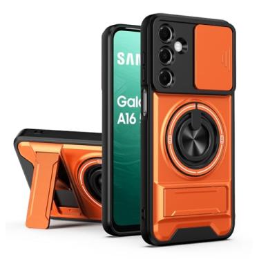 Imagem de SORAKA Capa para Samsung Galaxy A16 5G com suporte,proteção de lente com janela e capa dupla de PC e TPU compatível com suporte magnético para carro