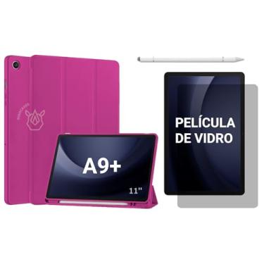 Imagem de Capa Smart Cover para Galaxy Tab A9+ 11" (2023), Kit Opcional com Película e Caneta, Magnética com Porta Caneta, Função Liga/Desliga SM-X210/X215/X216 (Rosa, Capa + Película + Caneta PREMIUM)
