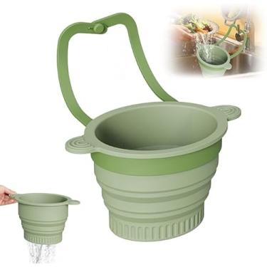 Imagem de Cesta de filtro de pia de cozinha, filtro de pendurar para torneira, cesta de drenagem dobrável e dobrável para pia, pressione as mãos livres para esvaziar, evita entupimentos e raspagem bagunçada