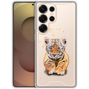 Imagem de GlamCase Capa transparente compatível com Samsung Galaxy S25 Ultra 5G - Design de tigre bebê impresso transparente à prova de choque capa protetora traseira transparente para Samsung Galaxy S25 Ultra