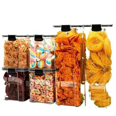 Imagem de Kit Potes Herméticos Organizadores (1L e 2,2L) - Porta Mantimentos Acrílico para Cozinha e Dispensa