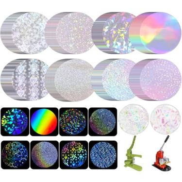 Imagem de 200 peças de película protetora de crachá 8 estilos suprimentos para máquina de fazer botões de 70 mm (2,76 pol) para máquina de fazer botões de 2,25 polegadas 58 mm