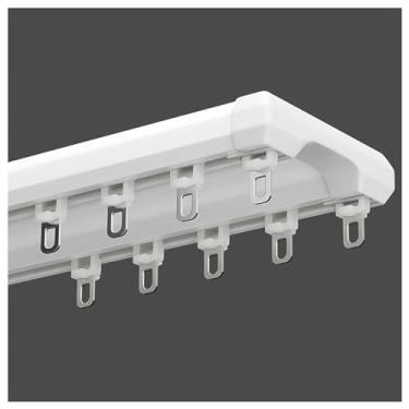Imagem de Trilho de cortina de fileira dupla resistente silencioso - haste de montagem de teto de alumínio ajustável para divisórias de quarto, janelas de sacada, 7-6 m - perfeita para cortinas de sala de estar