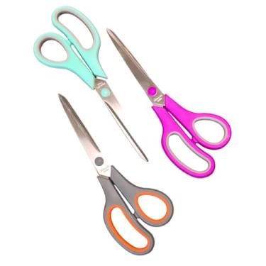 Imagem de Pacote de 3 peças, tesouras multiuso resistentes de 20 cm com alças confortáveis e lâminas ultra afiadas para casa, escritório, escola, costura e artesanato