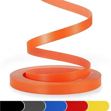 Imagem de ZYJT Faixa de borda de PVC, 1,9 cm x 7,6 m, não colada, cromada, borda laranja para acabamento de móveis de armário de mesa