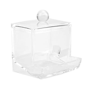 Imagem de Dispenser de Cotonetes Transparente Acrílico Porta-Objetos para Armazenamento Estojo Maquiagem Desktop Recarregável e Po
