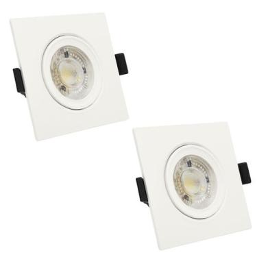 Imagem de Kit 2 Spot Led Direcional Quadrado 7W Branco Frio 6500k Bivolt Economi