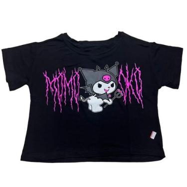 Imagem de Blusa Kuromi Hello Kitty Cropped Camiseta Baby Look Blusinha Feminina 