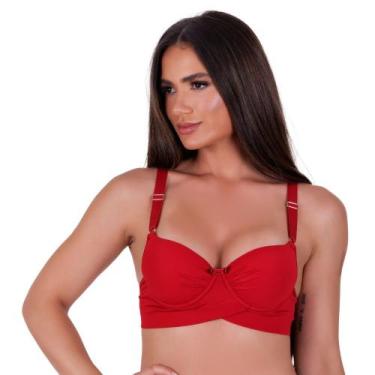 Imagem de Sutiã com Bojo Base Cruzada Alça Reforçada P ao XGG Alice, 48, Vermelh