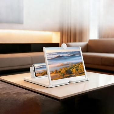 Imagem de Lupa de celular de 10 polegadas, ampliador de tela 3D HD para filmes, vídeos e jogos, suporte dobrável para celular com amplificador de tela, compatível com todos os smartphones, branco