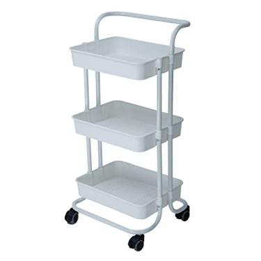 Imagem de Rack de armazenamento de 3 camadas carrinho de cozinha prateleira móvel organizador de móveis para casa com rodas armário estreito (cor: uma cor, tamanho: 88 * 42 * 37 cm) (uma cor 88 * 42 * 37 cm)