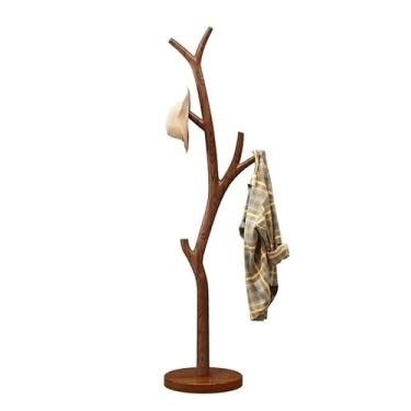 Imagem de SLGGPJBU Cabideiro para piso que economiza espaço, exclusivo para casacos, árvore, com chassi de madeira maciça, 6 ganchos para casacos, chapéus, bolsas, suporte de roupas de entrada