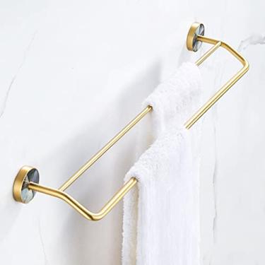 Imagem de HHHJQFAAT Toalheiro de luxo leve de alta qualidade sem perfuração, anel de toalha, ganchos de fileira, suporte de toalha de banho, cesta de lenços, kit de acessórios de banheiro banheiro (cor: Suporte