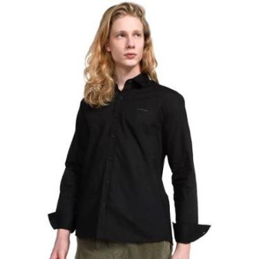 Imagem de Camisa Calvin Klein Jeans Masculina Regular Plain Grey Logo Preta-Masculino