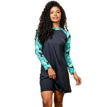 Imagem de Kit Vestido Saída De Praia + Shorts Moda Praia Evangélica Piscina Uv50