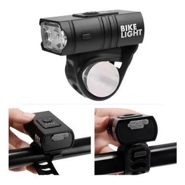 Imagem de Farol Lanterna Bike Led 4 Funções Recarregável Prova D'agua Preto - Bi