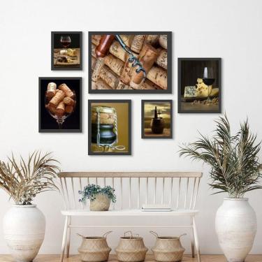 Imagem de Kit 6 Quadros Rústicos Vinho - Medidas Variadas