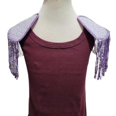 Imagem de Par De Ombreiras Carnaval Paetê Flor Franjas - Lika Bijuterias, Roxo p