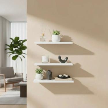 Imagem de Kit 3 Prateleiras 30cm MDF Nichos Sala Quarto Cozinha Banheiro Decoraç