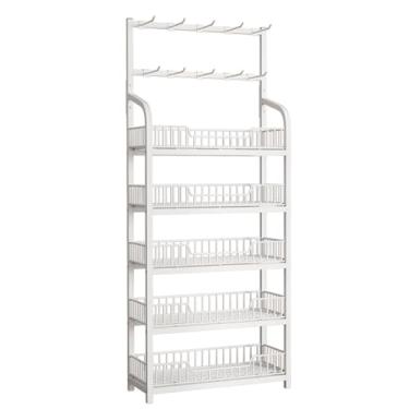 Imagem de Prateleira de lanche de supermercado de 4 5 camadas com guardrail, grande rack de exibição de batatas fritas para lojas de escritório, suporte organizador de frutas e legumes para cozinha (cor: 5