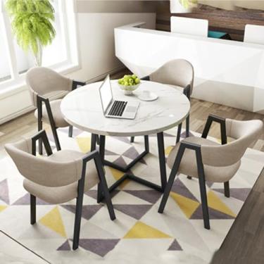 Imagem de Conjunto de mesa e cadeira de clube de recepção de escritório, mesa de negociação, mesa de centro com cadeira, pequenas mesas de conferência, conjunto de mesa de jantar para 4 (cor: 12, tamanho: 31,4