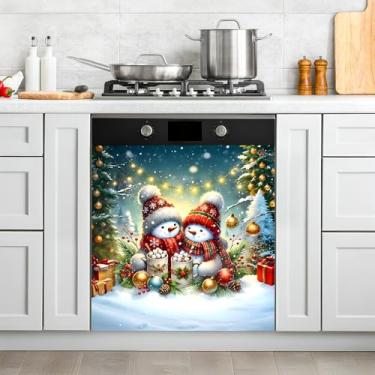 Imagem de Capa de lava-louças de Natal, decoração de cozinha de férias, decoração de porta magnética, adesivo de painel de eletrodomésticos, capa de ímã de lava-louças festiva