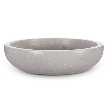 Imagem de LemonRoad Tigela decorativa travertino 19,8 cm x 5 cm tigela de pedra redonda de mármore para chave de entrada, frutas, balcão de cozinha, centro de mesa de jantar, decoração de escritório (cinza)