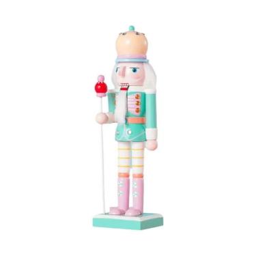 Imagem de Estatueta De Soldado Quebra-Nozes De Madeira De 25cm, Boneco Artesanal