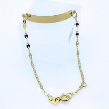 Imagem de Pulseira Infantil Personalizada em Ouro 18k com Corrente Coffee e Chap