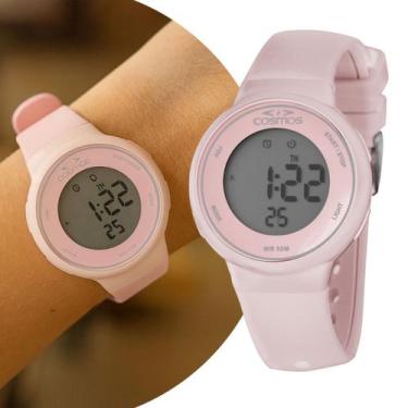 Imagem de Relógio Feminino Digital de Pulso Rosa com Pulseira de Silicone à Prov